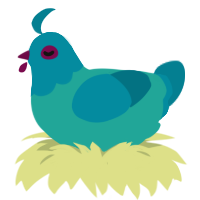 acheri miku baby, a turquoise and sea chicken with a head pattern