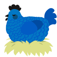 A sapphire and ultramarine chicken with a lace pattern