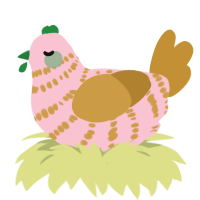A rose and gold chicken with a bar pattern