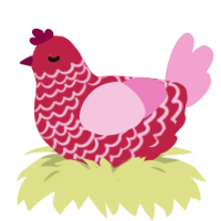 A crimson and pink chicken with a lace pattern