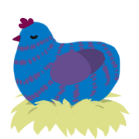 Taylor, a sapphire and overcast chicken with a bar pattern