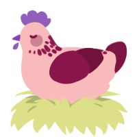 valentine, a pink and wine chicken with a neck-speckle pattern