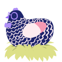 GMON, a navy and rose chicken with a lace pattern