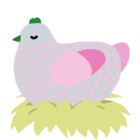 Cattail, a mist and pink chicken with a lace pattern
