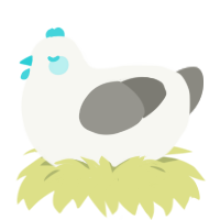 nonphoto blue, a white and ash chicken