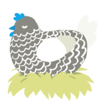 Tracer, a ash and white chicken with a lace pattern