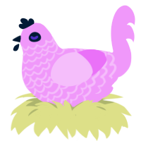 A lavender chicken with a lace pattern