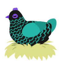 A sable and turquoise chicken with a lace pattern