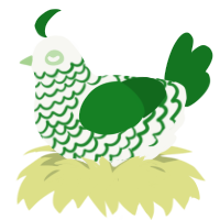 A white and leaf chicken with a lace pattern