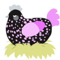 A sable and lavender chicken with a speckle pattern