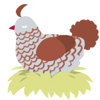 A mist and russet chicken with a lace pattern