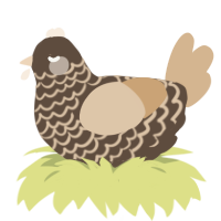 A bark and beige chicken with a lace pattern