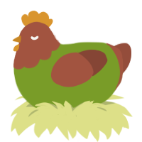A chartreuse and russet chicken with a head pattern