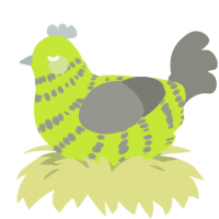 A lime and ash chicken with a bar pattern