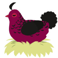 A maroon and sable chicken with a half-lace pattern