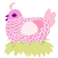 Keychain, a pink and rose chicken with a lace pattern