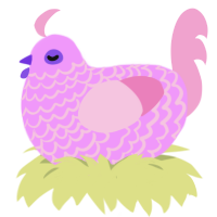 Sticky Note, a lavender and pink chicken with a lace pattern
