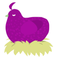A plum chicken with a speckle pattern