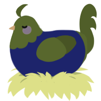 (unnamed), a navy and olive chicken with a head pattern