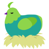 (unnamed), a turquoise and grass chicken with a head pattern