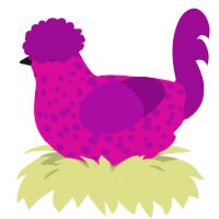 (unnamed), a fuchsia and plum chicken with a speckle pattern