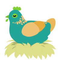 A turquoise and honey chicken with a neck-speckle pattern