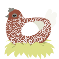 A russet and white chicken with a double-lace pattern