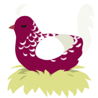 A maroon and white chicken with a half-lace pattern