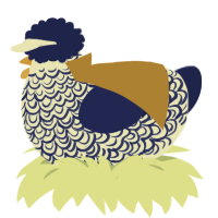 Fine China, a white and navy chicken with a double-lace pattern