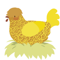 gold-, a gold and yellow chicken with a double-lace pattern