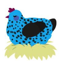 A sky and sable chicken with a speckle pattern