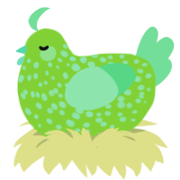A grass and spring chicken with a speckle pattern