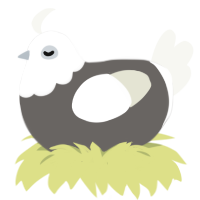 Squab, a grey and white chicken with a head pattern