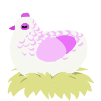 eigenspace, a white and lavender chicken with a half-lace pattern