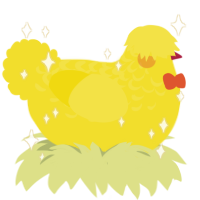Squeaky, a yellow chicken with a half-lace pattern