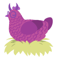 Astaroth, a fuchsia and plum chicken with a lace pattern