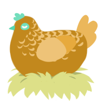 Fishstick, a ochre and honey chicken with a half-lace pattern