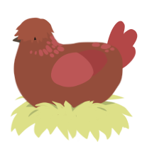 Daylily, a russet and red chicken with a neck-speckle pattern