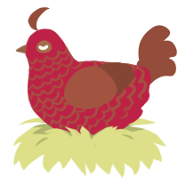 A crimson and russet chicken with a lace pattern
