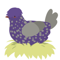 the grapes monster, a overcast and ash chicken with a speckle pattern