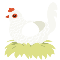A white chicken with a lace pattern