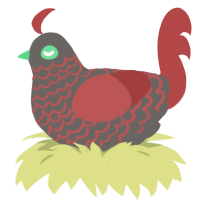 Pastel Christmas, a grey and red chicken with a lace pattern