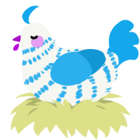 White water rafting, a white and sky chicken with a bar pattern