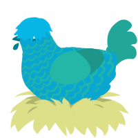 river in lego city, a cerulean and turquoise chicken with a lace pattern