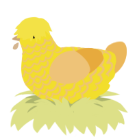 Banana, a yellow and honey chicken with a lace pattern