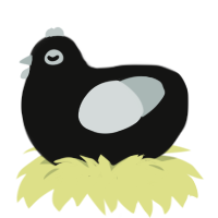 HELP IM NOW CHICKEN, a black and silver chicken