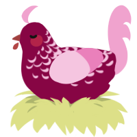 A maroon and pink chicken with a half-lace pattern