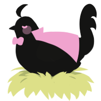 Pink Void, a black chicken with a neck-speckle pattern