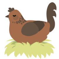 Bookcase, a brown and bark chicken with a neck-speckle pattern
