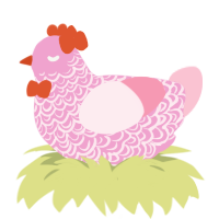 Zizel, a pink and rose chicken with a double-lace pattern